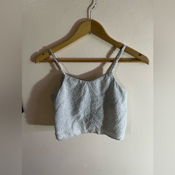 Zara Striped Denim Crop Top Blue & White Sleeveless Square Neck Size 13-14 Cm 16 - Picture 14 of 15